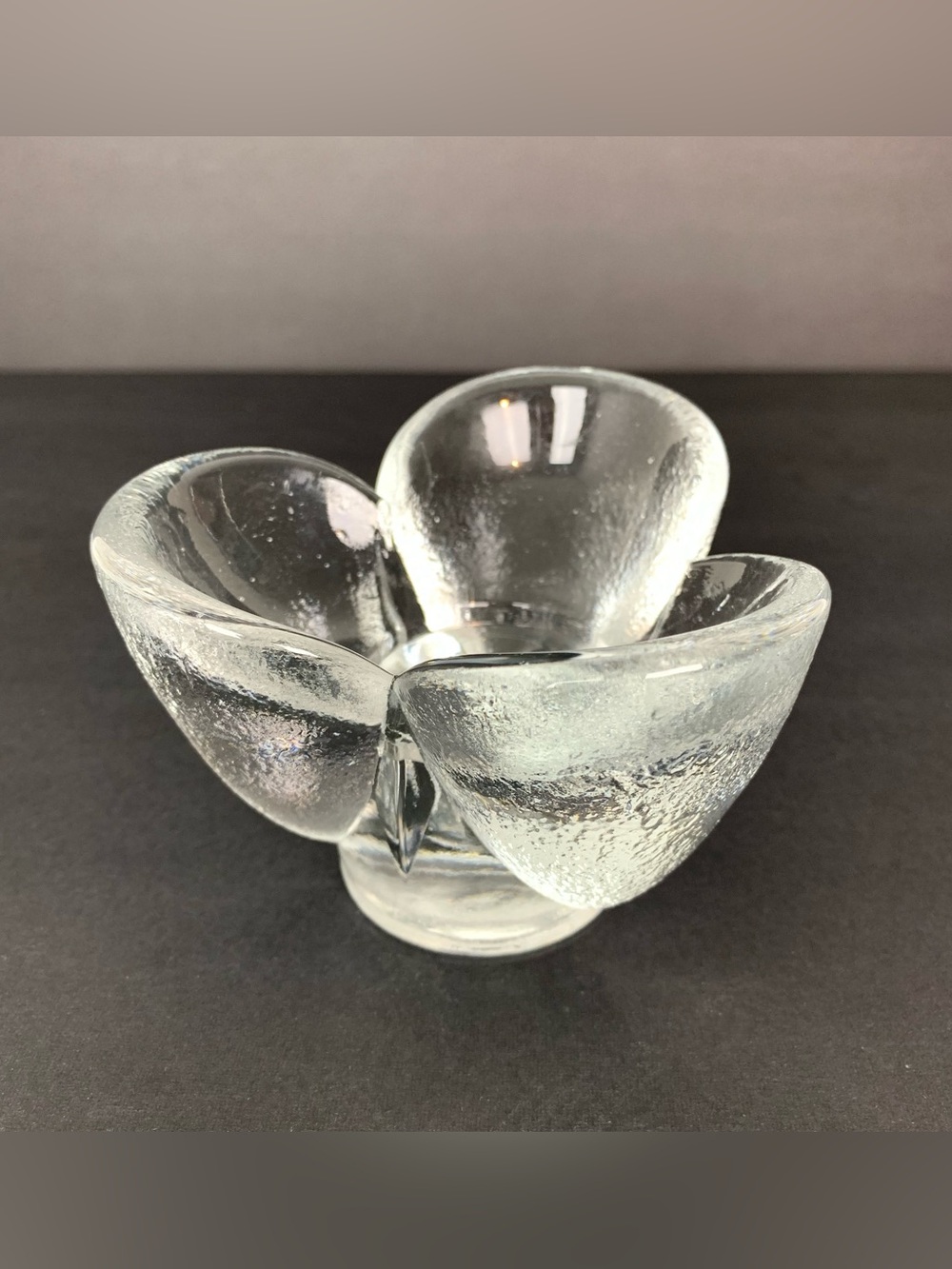 Kosta Boda Tulip Candle Holder Clear Glass Vtg Sweden Minimalist Decor Floral